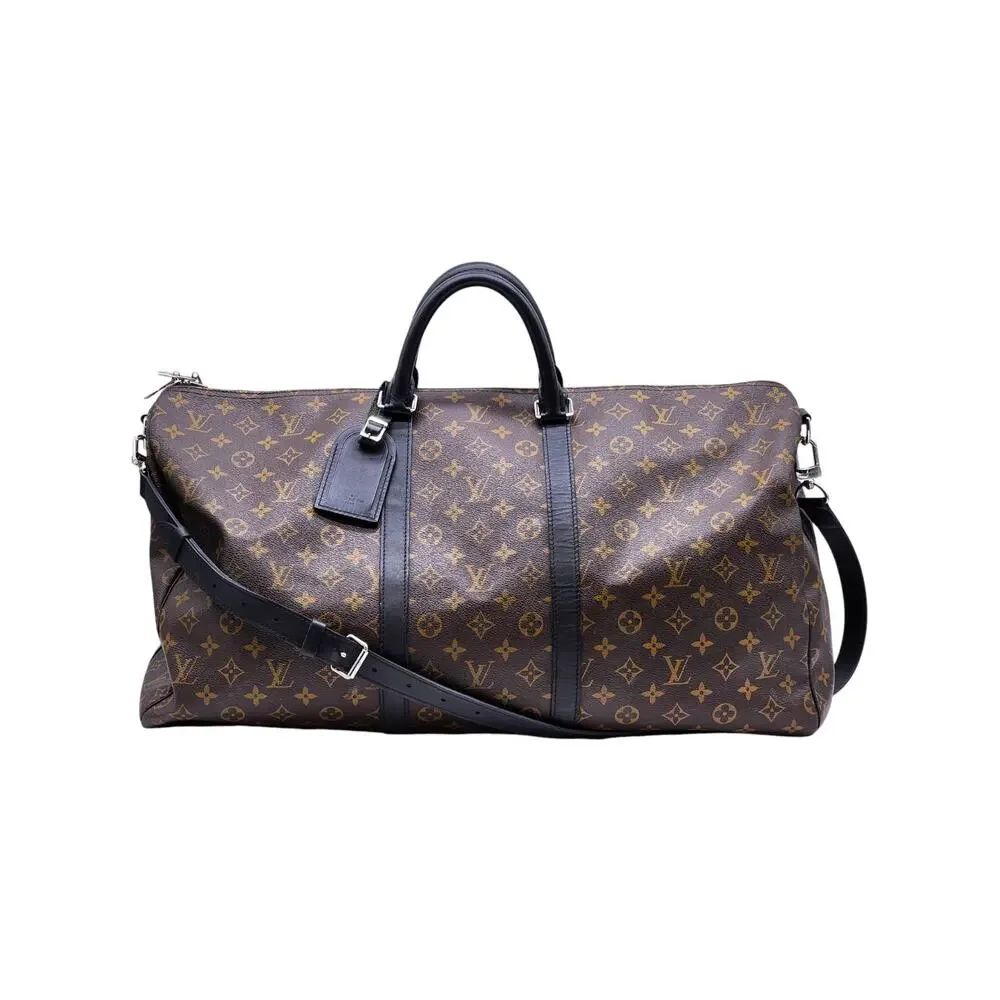 Louis Vuitton Keepall 55 Bandouliere Monogram Duffle Travel Bag Brown Black